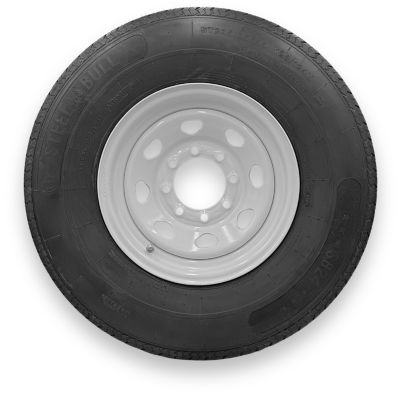 SteelMaster SteelBull ST235/80R16 16 Ply TL Highway Rib Tire on a 8 on 6.5 Bolt White Eight Spoke Wheel
