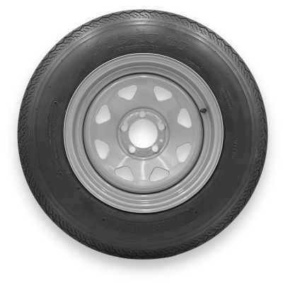 RubberMaster Rubbermaster F78-14, ST205/75D14, 6 Ply TL Highway Rib Tire on a 5 on 4.5 Bolt Silver Eight Spoke Wheel