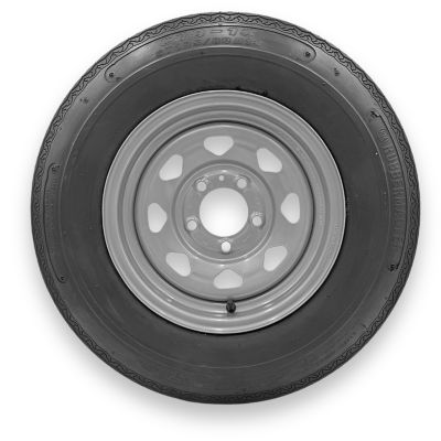 RubberMaster Rubbermaster C78-13, ST185/80D13, 6 Ply TL Highway Rib Tire on a 5 on 4.5 Bolt Silver Eight Spoke Wheel