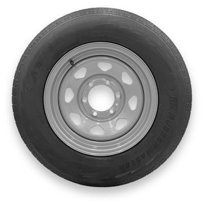 RubberMaster ST205/75R15 8 Ply TL Highway Rib Tire on a 6 on 5.5 Bolt Silver Eight Spoke Wheel