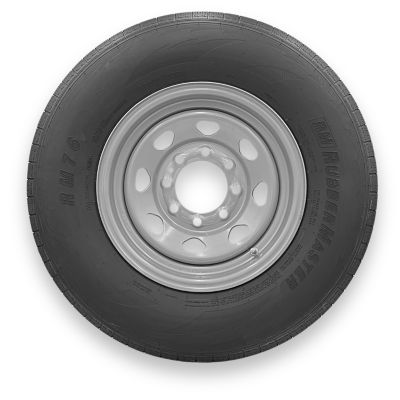 RubberMaster ST235/80R16 10 Ply TL Highway Rib Tire on a 8 on 6.5 Bolt Silver Eight Spoke Wheel