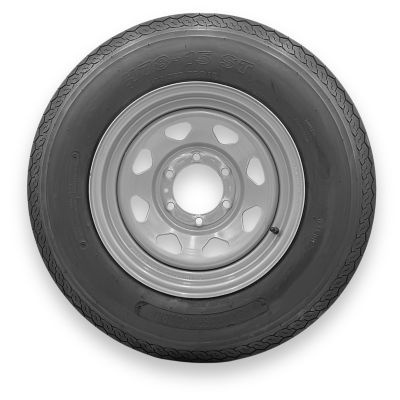 RubberMaster Rubbermaster H78-15 (ST225/75D15) 8 Ply TL Highway Rib Tire on a 6 on 5.5 Bolt Silver Eight Spoke Wheel