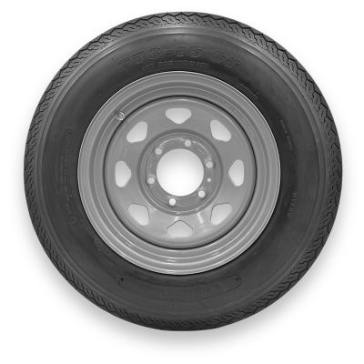 RubberMaster Rubbermaster F78-15 (ST205/75D15) 6 Ply TL Highway Rib Tire on a 6 on 5.5 Bolt Silver Eight Spoke Wheel