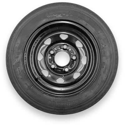 RubberMaster 4.80-12 4 Ply TL Highway Rib Tire on a 5 on 4.5 Bolt Black Eight Spoke Wheel