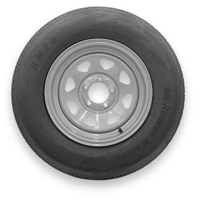 RubberMaster ST175/80R13 6 Ply TL Highway Rib Tire on a 5 on 4.5 Bolt Silver Eight Spoke Wheel