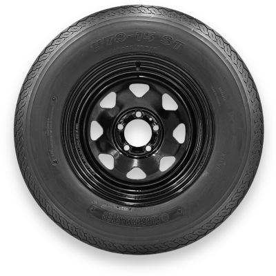 RubberMaster Rubbermaster H78-15 (ST225/75D15) 8 Ply TL Highway Rib Tire on a 5 on 4.5 Bolt Black Eight Spoke Wheel