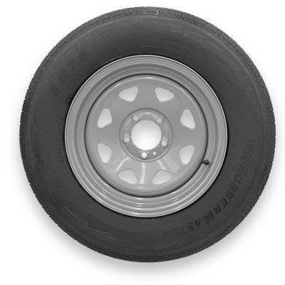 RubberMaster ST205/75R15 6 Ply TL Highway Rib Tire on a 5 on 4.5 Bolt Silver Eight Spoke Wheel