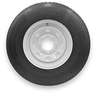 SteelMaster SteelBull ST235/80R16 10 Ply TL Highway Rib Tire on a 8 on 6.5 Bolt White Eight Spoke Wheel