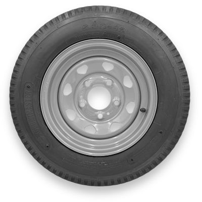 RubberMaster Rubbermaster 5.30-12 6 Ply TL Highway Rib Tire on a 5 on 4.5 Bolt Silver Eight Spoke Wheel