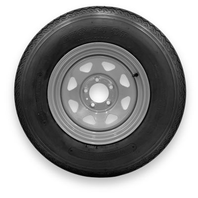 RubberMaster Rubbermaster G78-14, ST215/75D14, 6 Ply TL Highway Rib Tire on a 5 on 4.5 Bolt Silver Eight Spoke Wheel