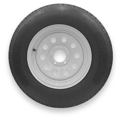 SteelMaster SteelBull ST175/80R13 8 Ply TL Highway Rib Tire on a 5 on 4.5 Bolt White Eight Spoke Wheel