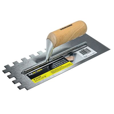 THEWORKS 11 in. x 4-1/2 in. Wood handle 1/2 in. x 1/2 in. x 1/2 in. SQ-Notch Trowel
