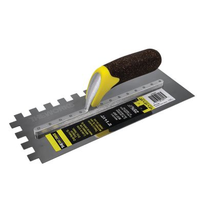 THEWORKS 12 in. XL Cork Handle SS 1/2 in. x 1/2 in. x 1/2 in. SQ-Notch Trowel