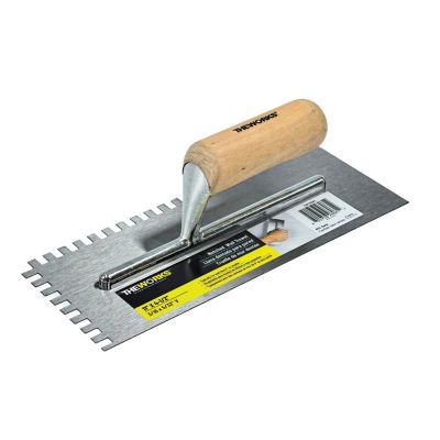 THEWORKS 11 in. x 4-1/2 in. Wood handle V-Notch Trowel