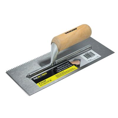 THEWORKS 11 in. x 4-1/2 in. Wood handle 1/4 in. x 3/8 in. x 1/4 in. SQ-Notch Trowel