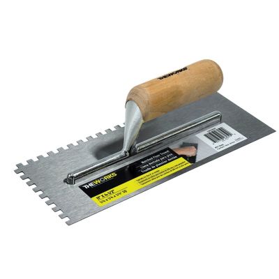 THEWORKS 11 in. x 4-1/2 in. Wood handle 1/4 in. x 1/4 in. x 1/4 in. SQ-Notch Trowel