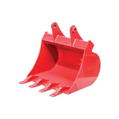 GreyWolf 20 in. Bucket for Skid Steer Loader Backhoe Attachment 4 Replaceable Teeth Red Powder Coat