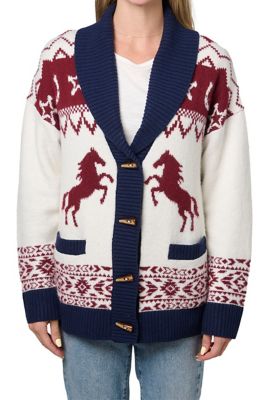 Vintage Threads VT Women's Long Sleeve Cardi Toggles Horse