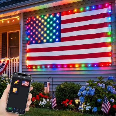 Avatar Controls Smart RGB American Flag Lights 3 x 5ft. Light up App-controlled One Sided