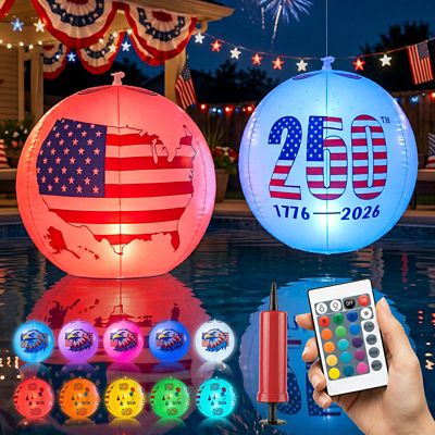 Avatar Controls 16 in. Solar Floating Pool Lights Outdoor Pool Decor America's 250th Anniversary, 2 pk.