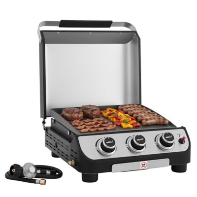 Royal Gourmet Portable Flat Top Gas Griddle with Hood, 229 sq. in. Cooking Area, 25,500 BTU Total Output