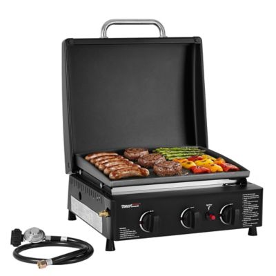 Royal Gourmet Portable 3-Burner Propane Griddle with Hood, 227 sq. in. Cooking Area, 25,500 BTU Total Output