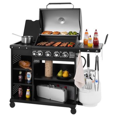 Royal Gourmet 4-Burner Gas Grill with Side Burner & Storage Shelves, 512 Sq. In. Cooking Area