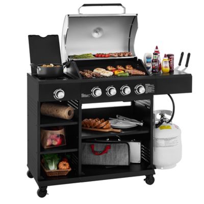 Royal Gourmet 4-Burner Gas Grill with Side Burner, 49,000 BTU, 512 sq. in. Cooking Area, Stainless Steel Lid