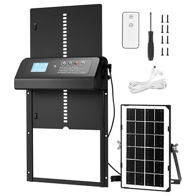 VEVOR Automatic Chicken Coop Door, Solar & Battery Powered Chicken Door with LCD Display Black