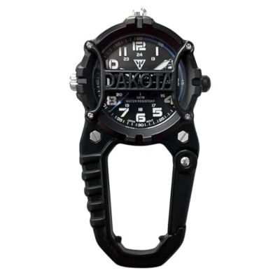 Dakota Cage Clip Microlight, Flashlight with Watch Dial Protection Tactical Watch with LED Flashlight, Clip On Watch, Black