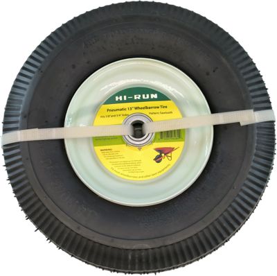 Hi-Run Pneumatic 13 in. Wheelbarrow Tire Assembly, Sawtooth