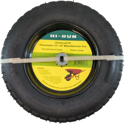 Hi-Run Universal Fit Pneumatic 13 in.-16 in. Wheelbarrow Tire Assembly, Castle