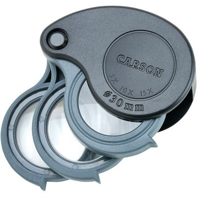 Carson Optical TriView 5x/10x/15x Folding Loupe Magnifier with Built-in Case
