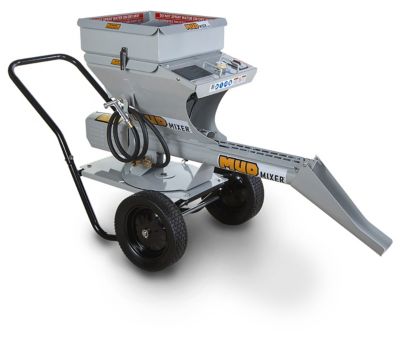 MudMixer Heavy Duty Portable Concrete Mixer, Evolution Bundle with Hopper and Chute Extension, 300lb Capacity, 18 Inch Reach