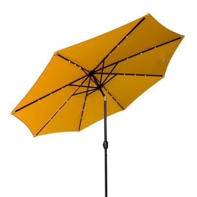 Hiland AZ Patio Heaters Solar Market Umbrella with LED Lights in Yellow