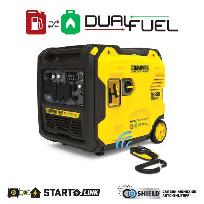 Champion Power Equipment 8500 W Wireless Start Dual Fuel RV Ready Portable Inverter Generator with StartLINK
