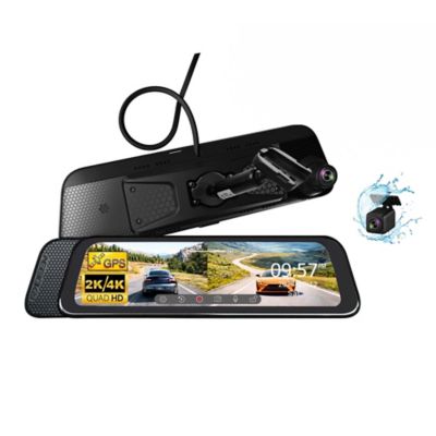 Rydeen 10 in. Dual-Channel Digital Rearview Mirror Monitor with Touch-Screen Display, 4K/2K Front and 1080p Rear Cameras