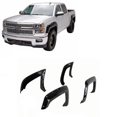 Black Horse Off Road Black Horse Fender Flares Riveted Style Black Compatible with 2014-2018 Chevrolet Silverado 1500