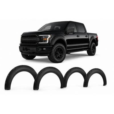 Black Horse Off Road Black Horse Fender Flares Riveted Style Black Compatible with 2018-2021 Ford F-150