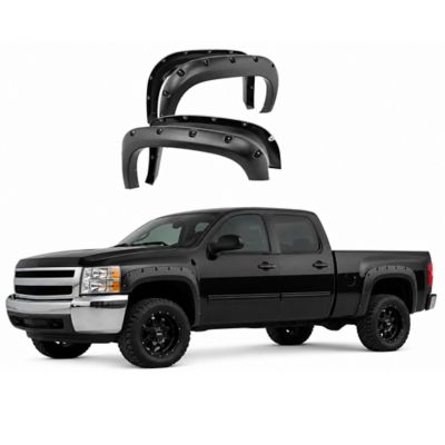 Black Horse Off Road Black Horse Fender Flares Riveted Style Black Compatible with 2007-2013 Chevrolet Silverado 1500