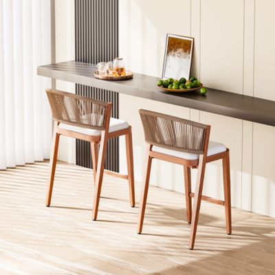 Modern Shade Chatham Aluminum Rope Bar Stools-Counter Height