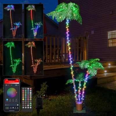 Avatar Controls 7 ft. Smart Lighted Artificial Palm Tree RGB Color Changing Hello Fairy App-controlled