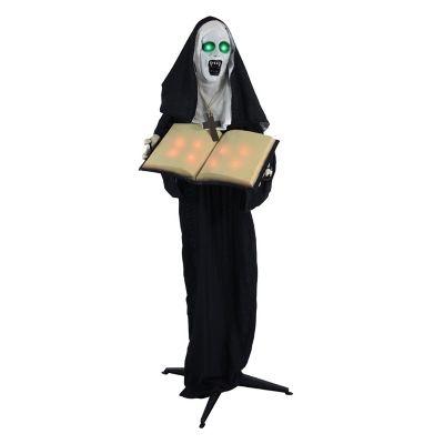 Haunted Hill Farm 63 in. Haunted Nun with Lights and Sound Halloween Prop
