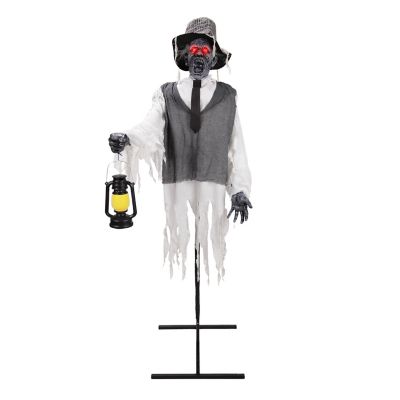 Haunted Hill Farm 5 ft. 11 in. Animated Zombie Animatronic with Lantern
