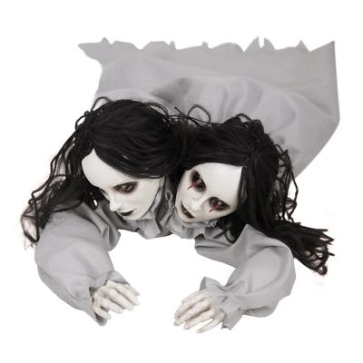 Haunted Hill Farm 4 ft. Moving Body Halloween Animatronic Crawling Double Head Girl