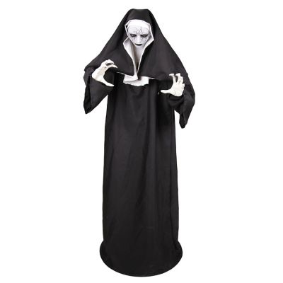 Haunted Hill Farm 5.4 ft. Jump Motion Red LED Eyes Animatronic Standing Jump Scare Nun