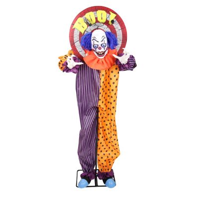 Haunted Hill Farm 5.3 ft. Moving Head Red LED Eyes Animatronic Standing Animated Clown