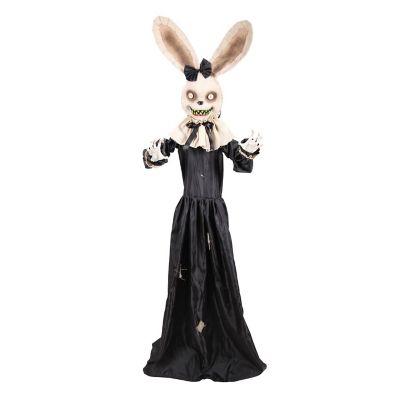 Haunted Hill Farm 5 ft. 7 in. Swinging Arms Yellow LED Eyes Animatronic Standing Animated Rabbit