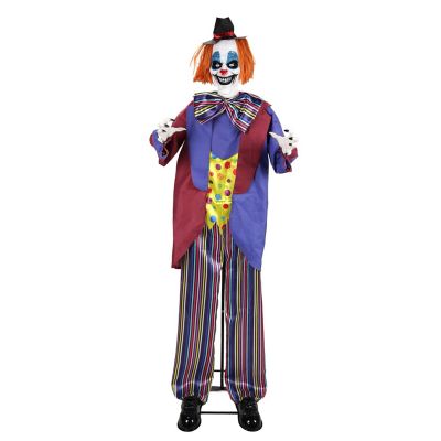Haunted Hill Farm 5.9 ft. Moving Head Halloween Animatronic Standing Animated Clown