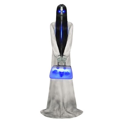 Haunted Hill Farm 6 ft. 11 in. Motion Activated Blue LED Animatronic Tall Specter Lady